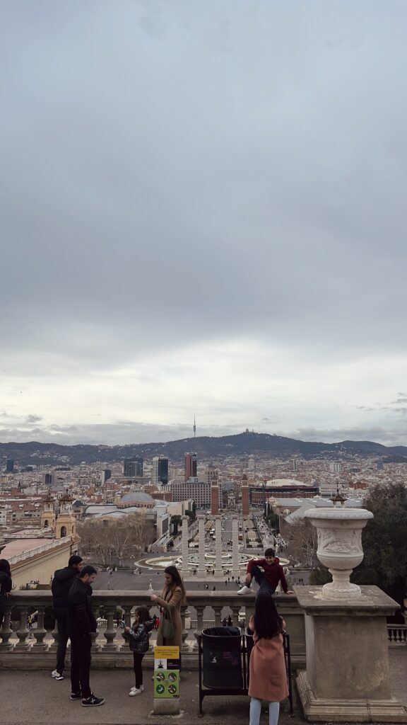 Vista di Barcellona dall’alto del castello di Montjuic. Si nota anche la famosa fontana.