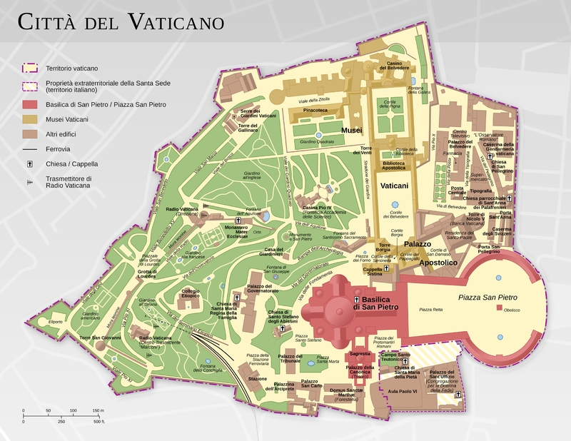 mappa dello stato più piccolo del mondo, il vaticano